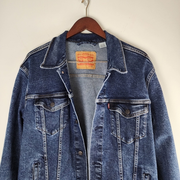 Levis Dark Blue Trucker Red Tab Jean Jacket Size XL - Picture 2 of 9